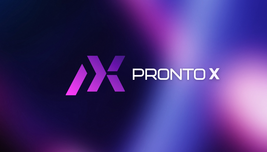 Beatrix Konnect A stylized purple PX logo next to the white text PRONTO X on a blurred, gradient background of deep blue and violet hues, representing a leading BPO services provider.