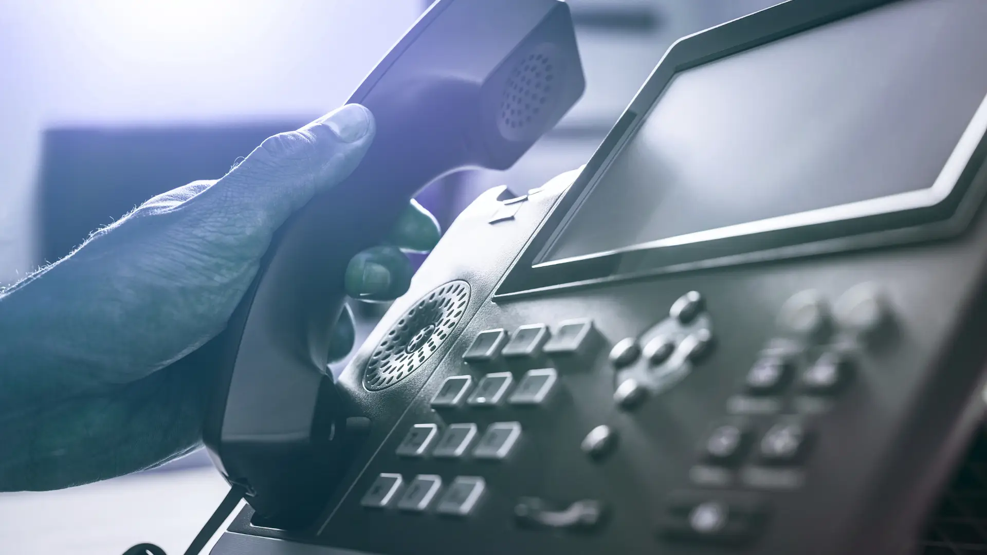 Telecom call center agent picking up a customer support call